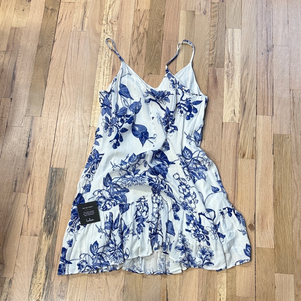 Lulu's Blue and White Floral Midi Dress